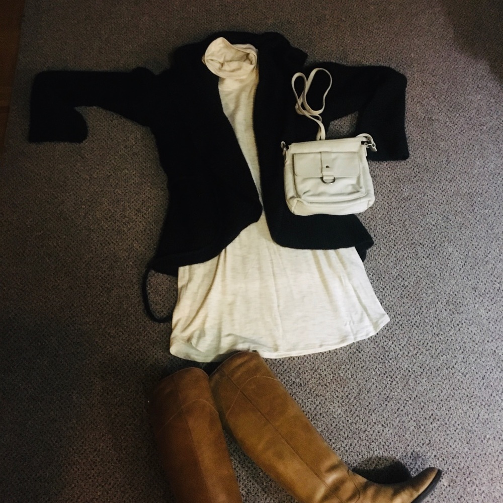 Cream turtle neck cotton dress
